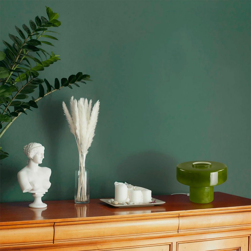 Foza Table Lamp with Colored Glass and Retro Style - Green
