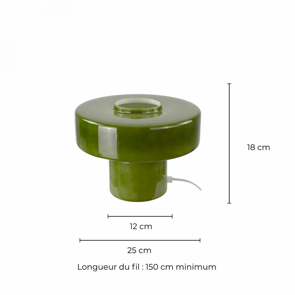 Foza Table Lamp with Colored Glass and Retro Style - Green