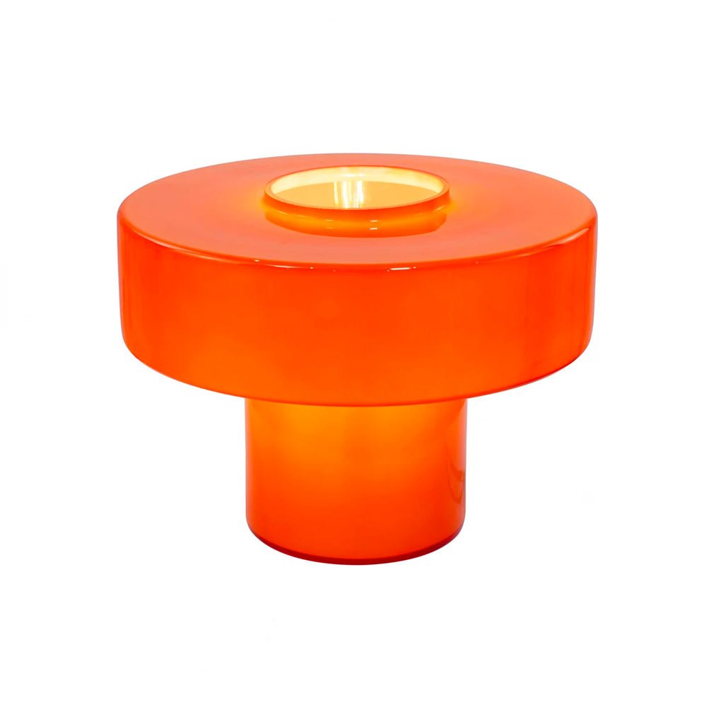 Lámpara de Mesa Foza con Cristal Coloreado y Estilo Retro - Naranjo