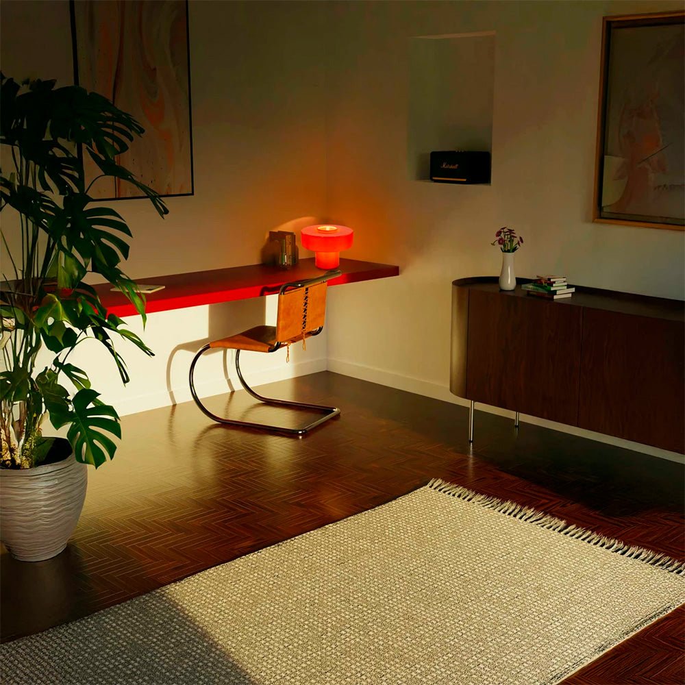 Lámpara de Mesa Foza con Cristal Coloreado y Estilo Retro - Naranjo