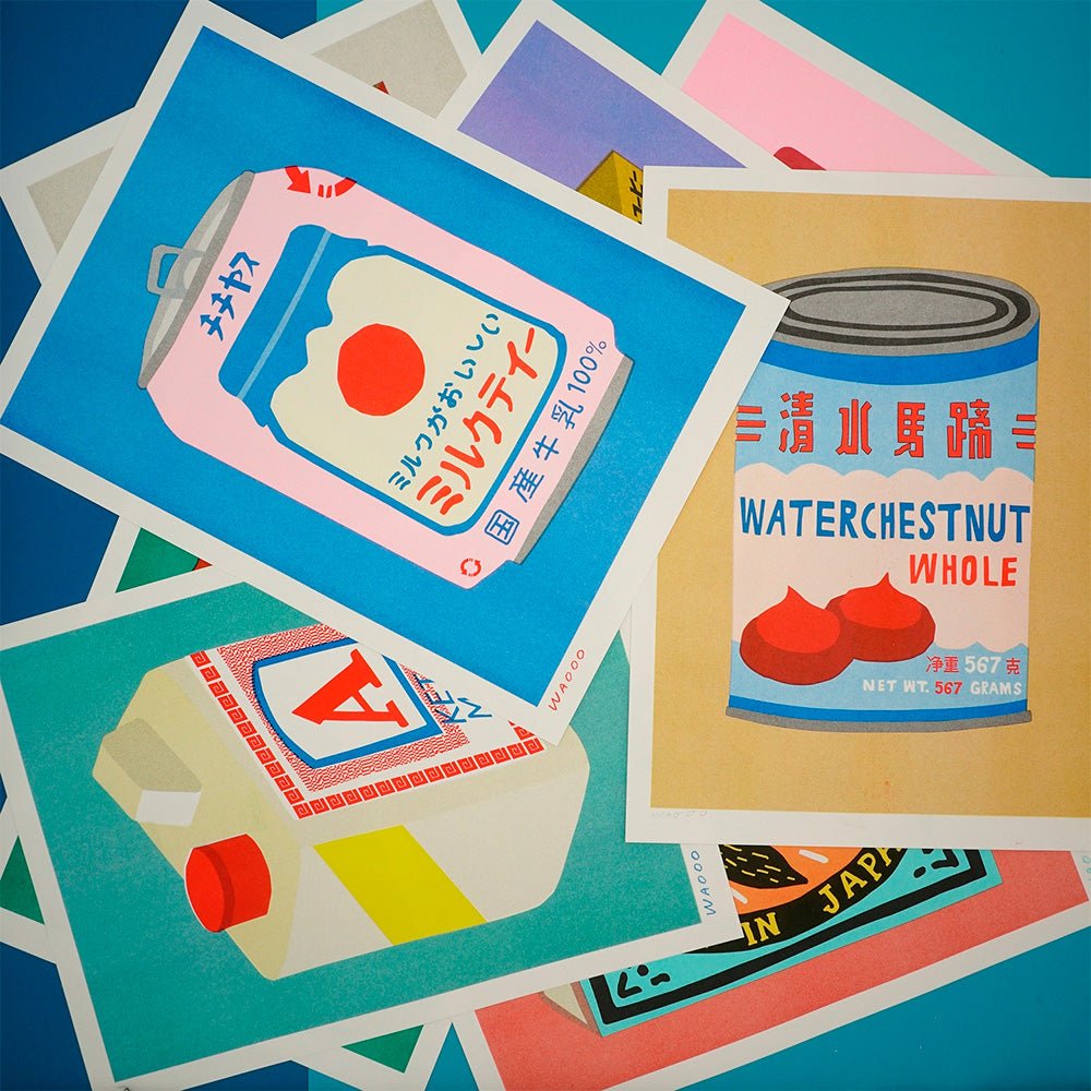 Boîte de thé au lait japonaise en risographie