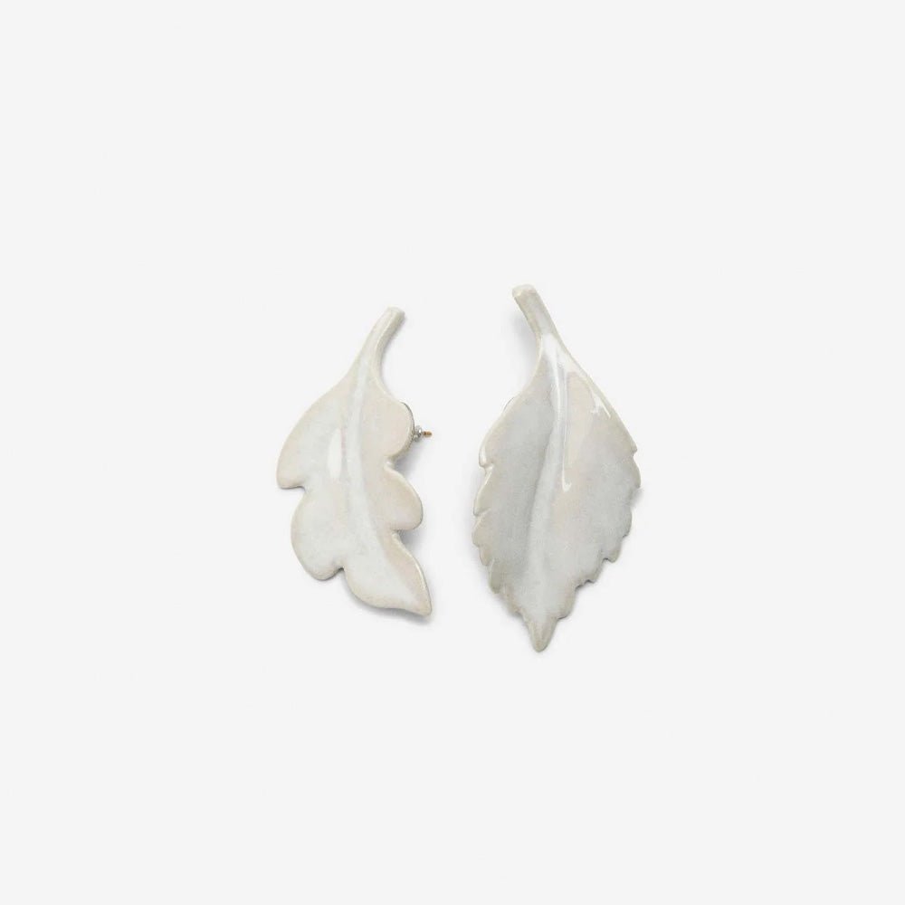 Pendientes Hoja Oxido Blanco