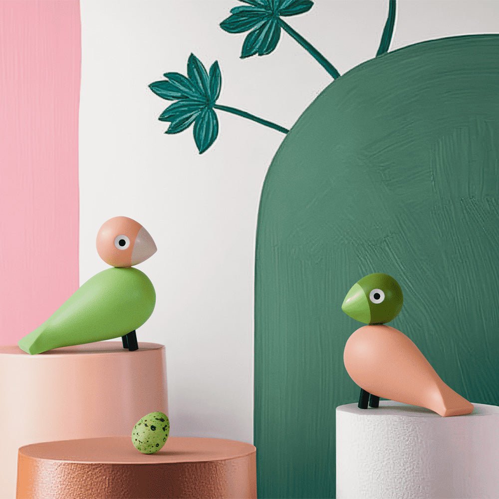 Pareja de Pájaros Verde / Rosa