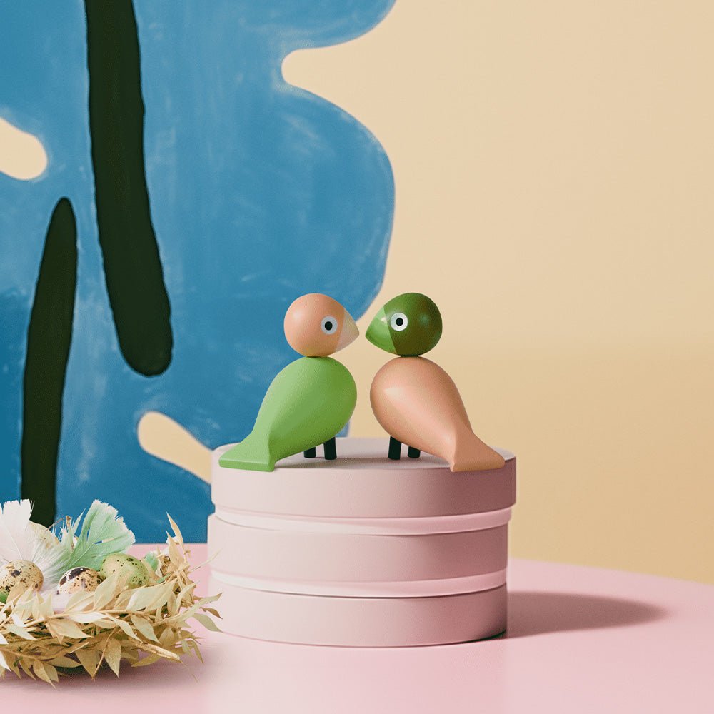 Pareja de Pájaros Verde / Rosa