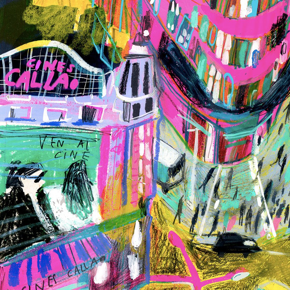 Madrid Callao Lettres de nuit Impression Giclée A2