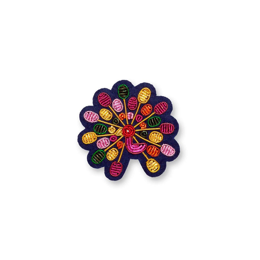 Multicolored Peacock Embroidered Brooch