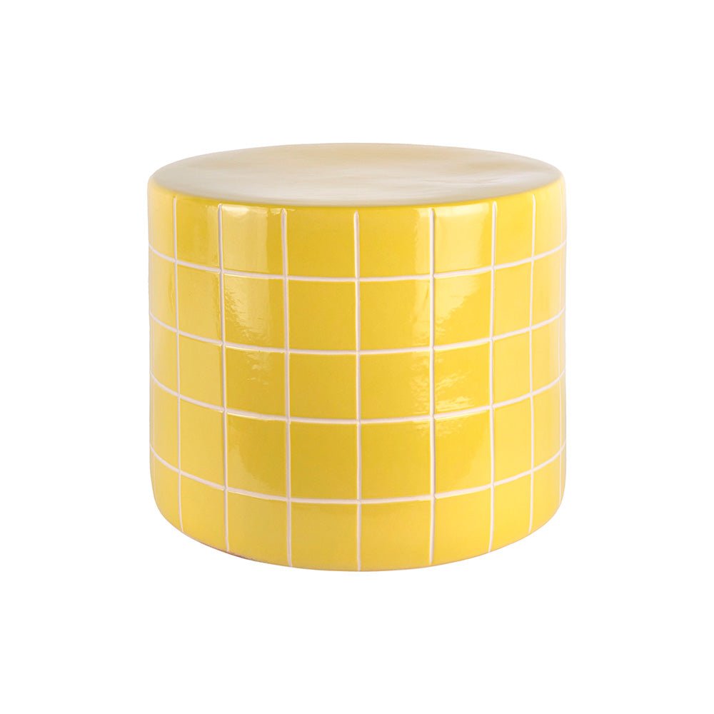 Table d'appoint rétro carreaux bas Jaune