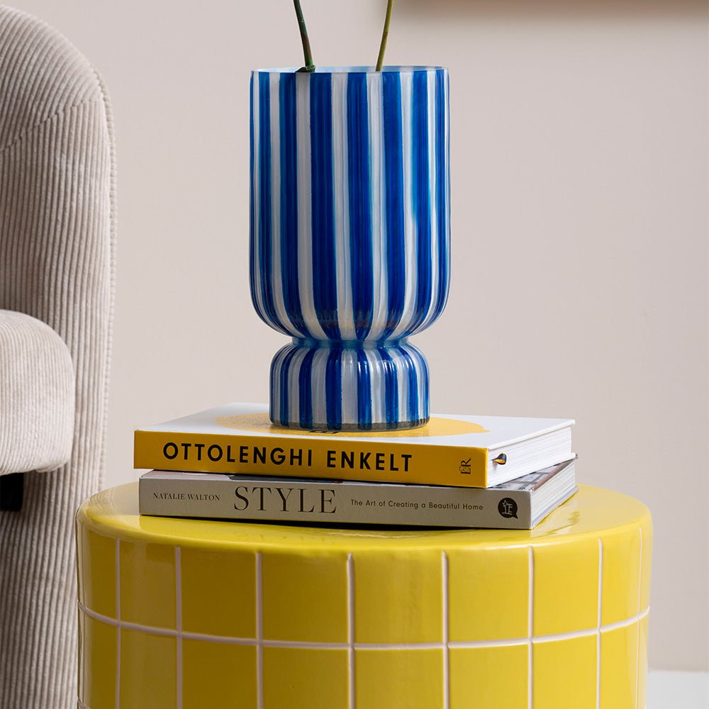 Table d'appoint rétro carreaux bas Jaune