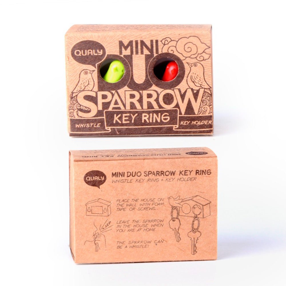 Mini Duo Sparrow Key Ring - White - White - Green