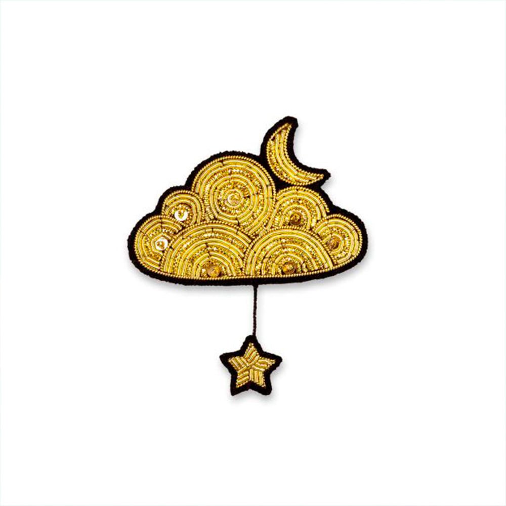 Nube y Estrella Doradas Broche Hecho a Mano