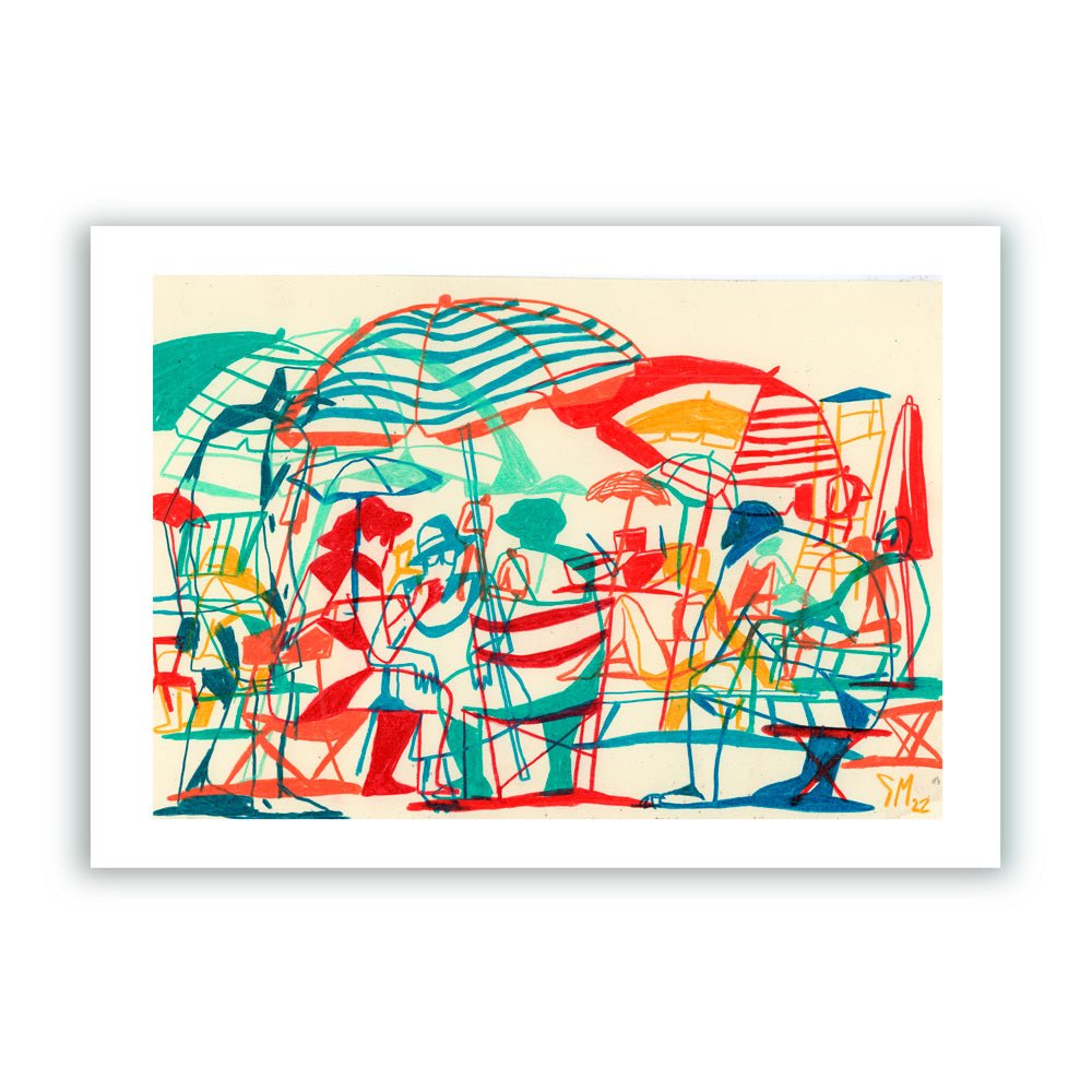 De Parasols Et Transats Giclée Print A4