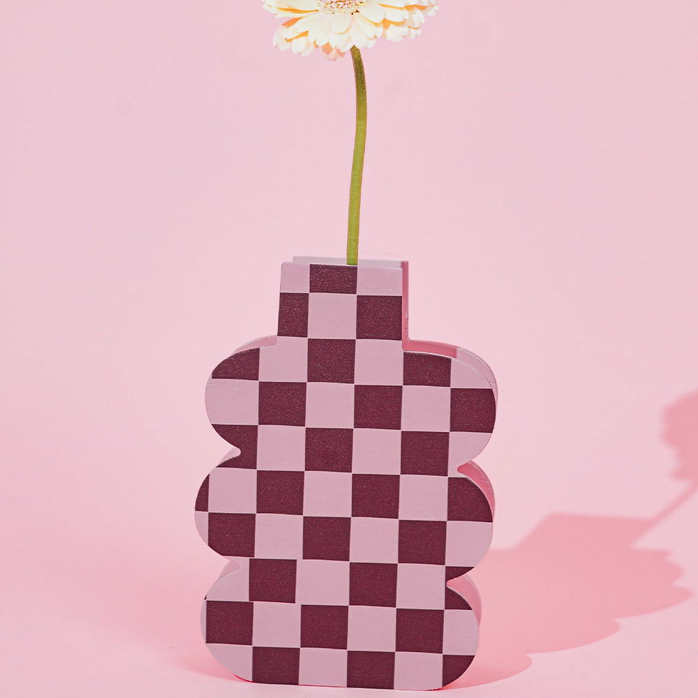 Jarrón de Madera Pink Check Mate