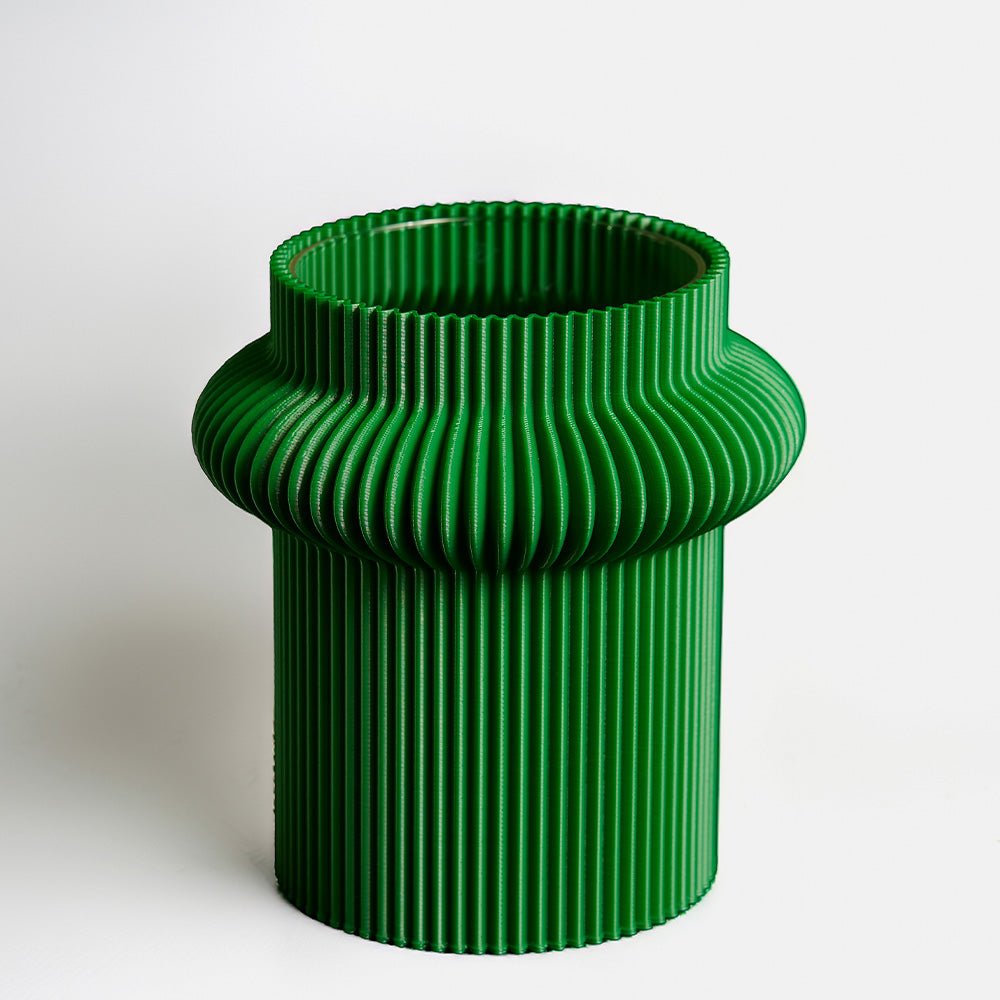 Jarrón Ribbed Verde