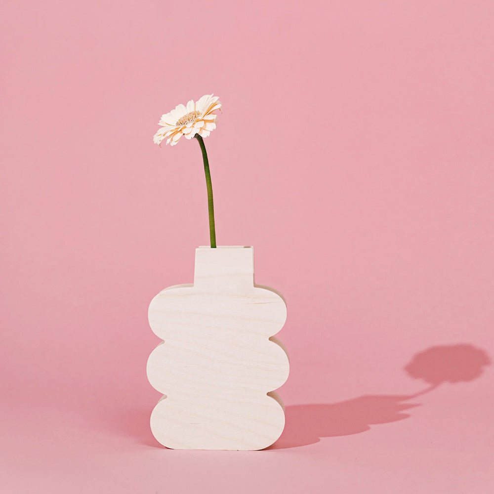 Jarrón de Madera Retro Check