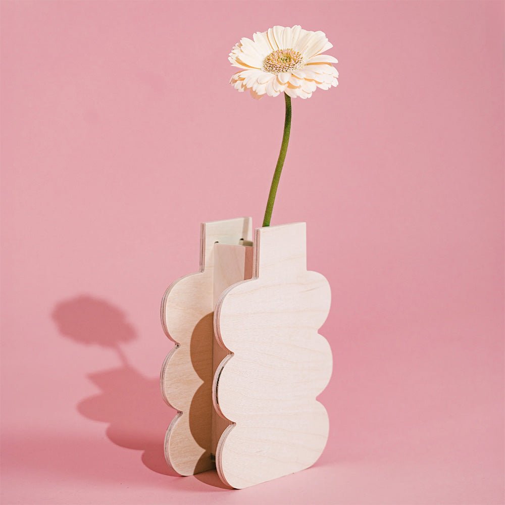 Jarrón de Madera Retro Check