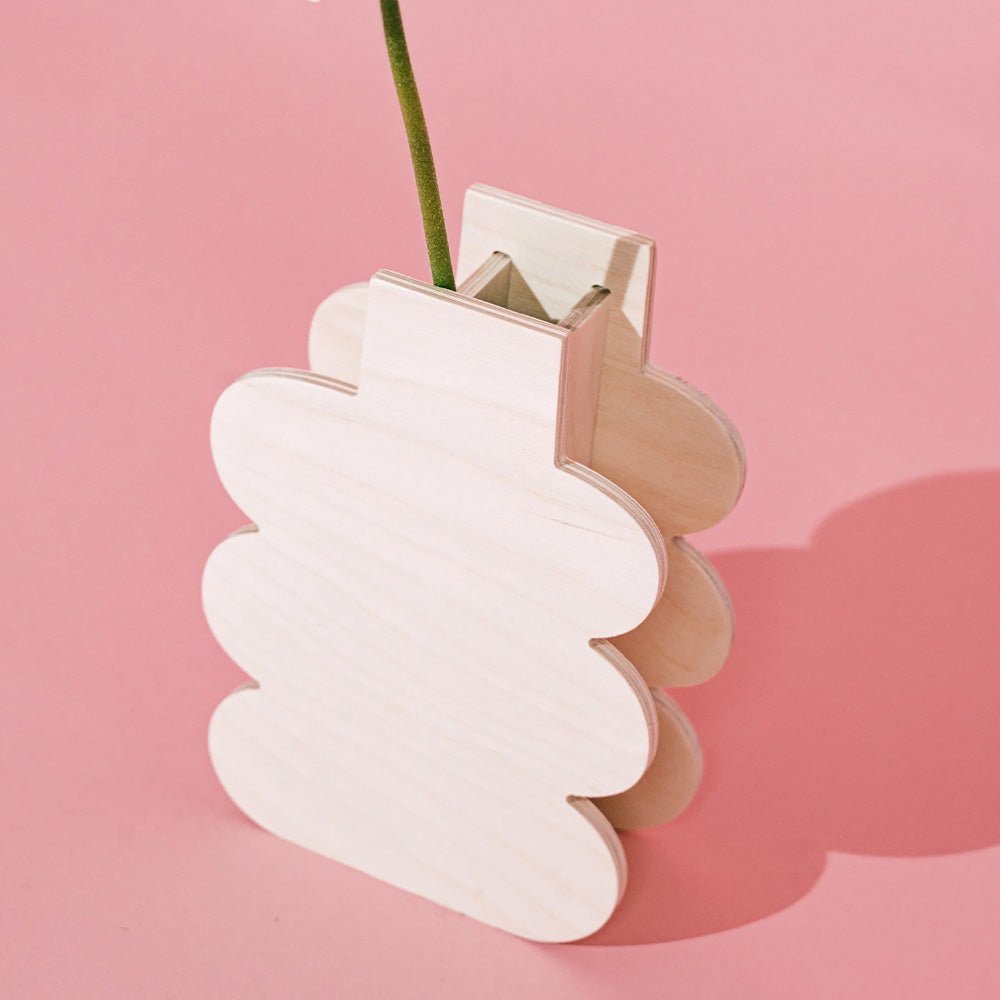 Jarrón de Madera Retro Check