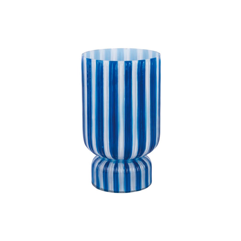Vase rayé Rétro Large Bleu Cobalt