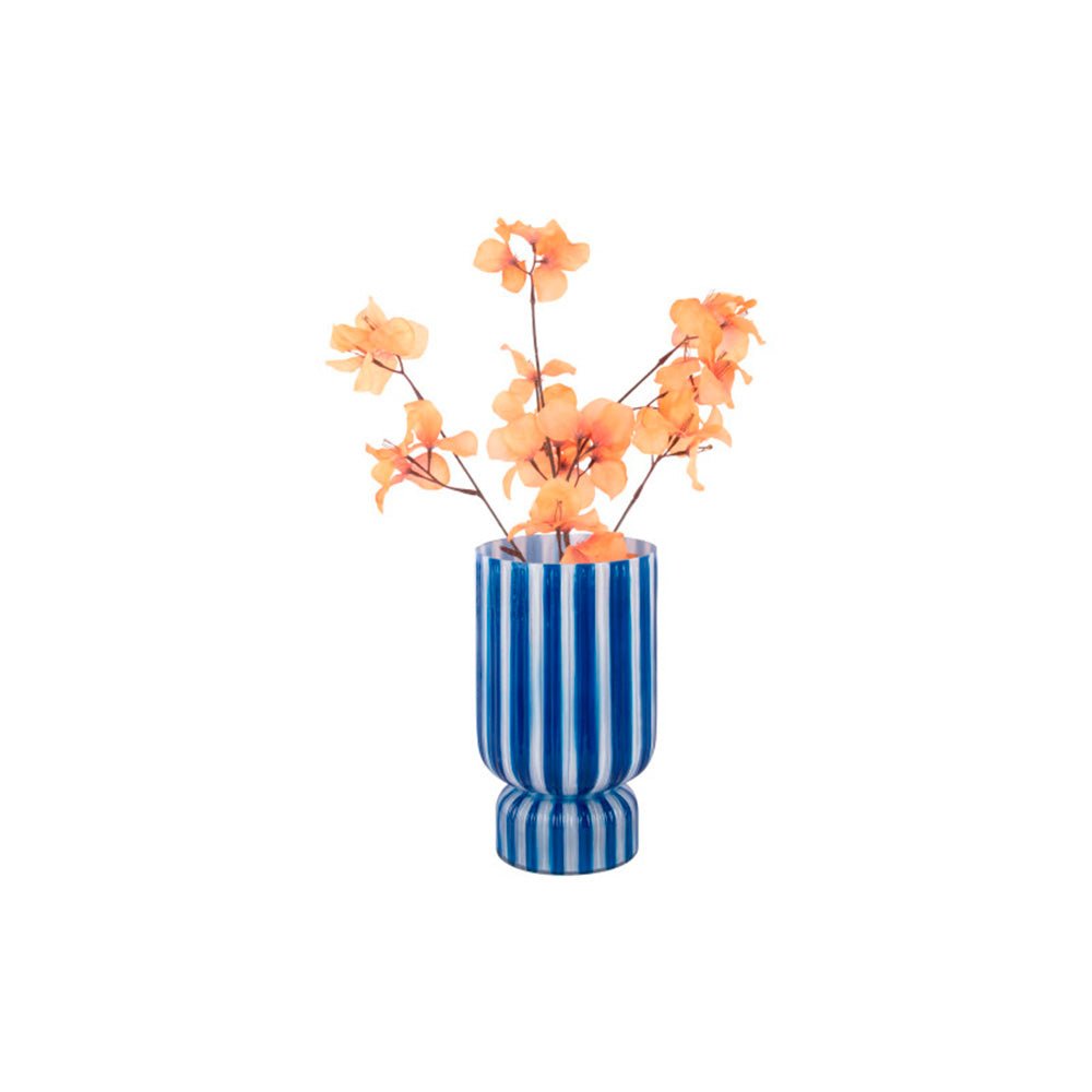 Vase rayé Rétro Large Bleu Cobalt