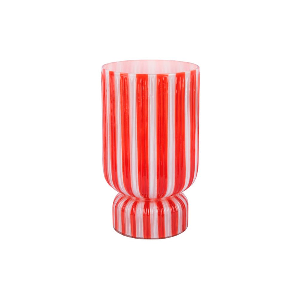 Vase Rayé Rétro Grand Rouge Écarlate