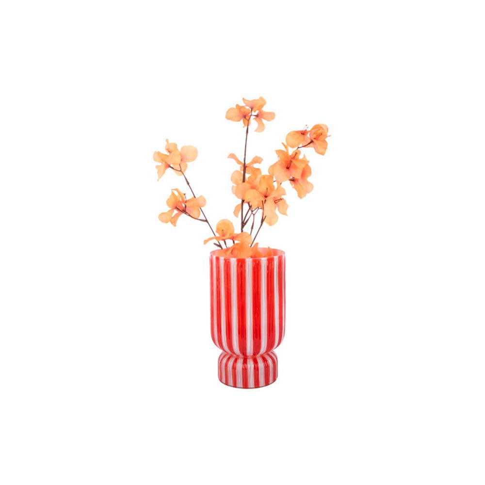 Vase Rayé Rétro Grand Rouge Écarlate