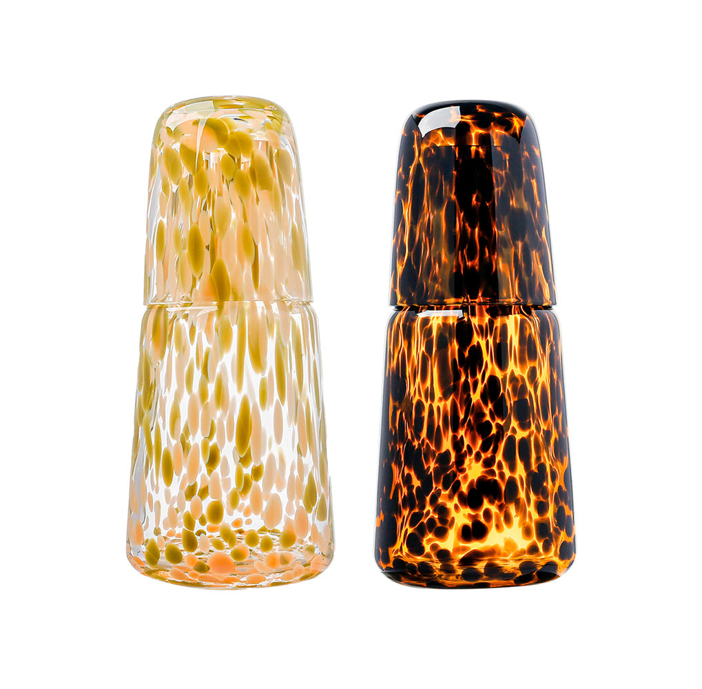 Set de Jarra y Vaso Moteado Caqui