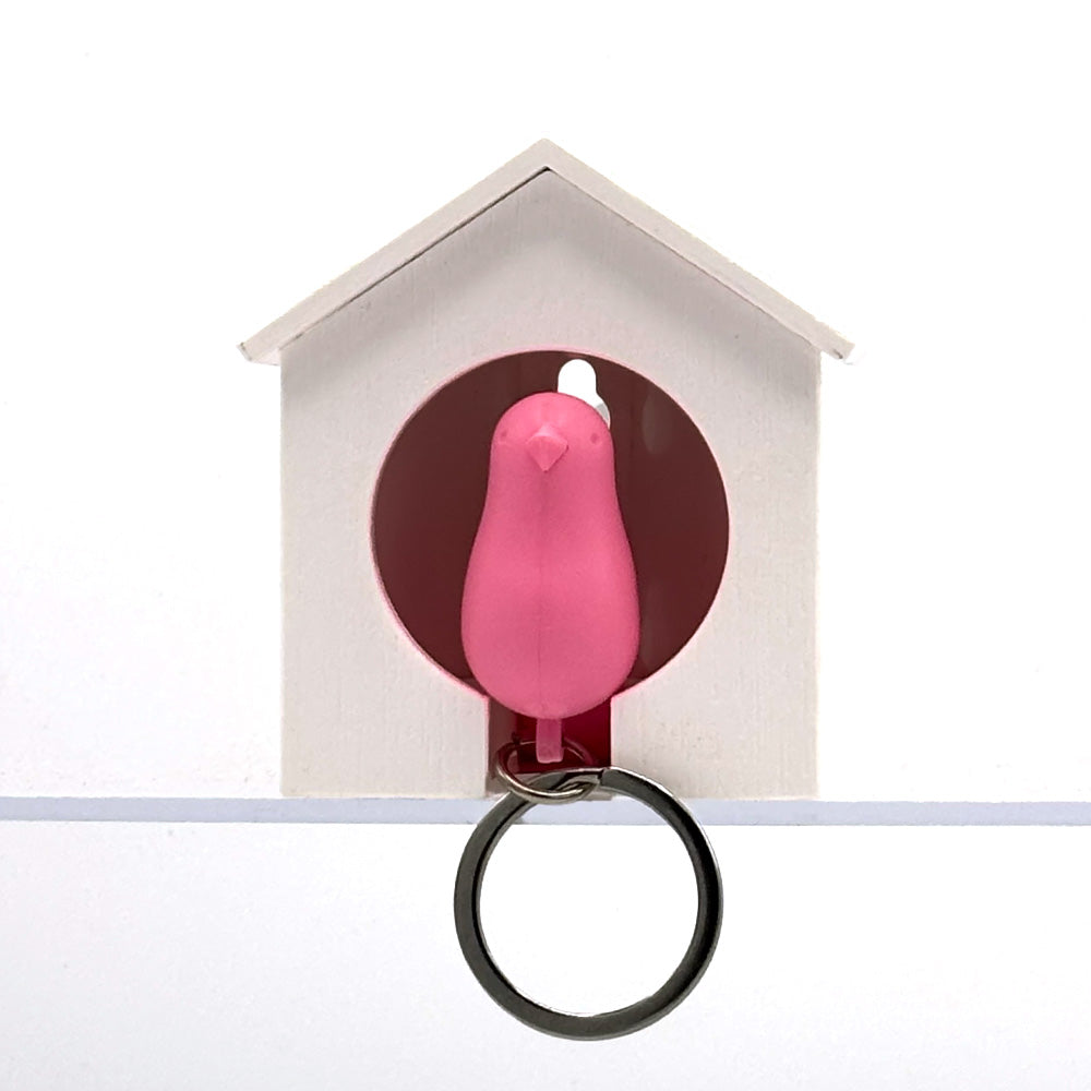 Sparrow Keyring White Pink