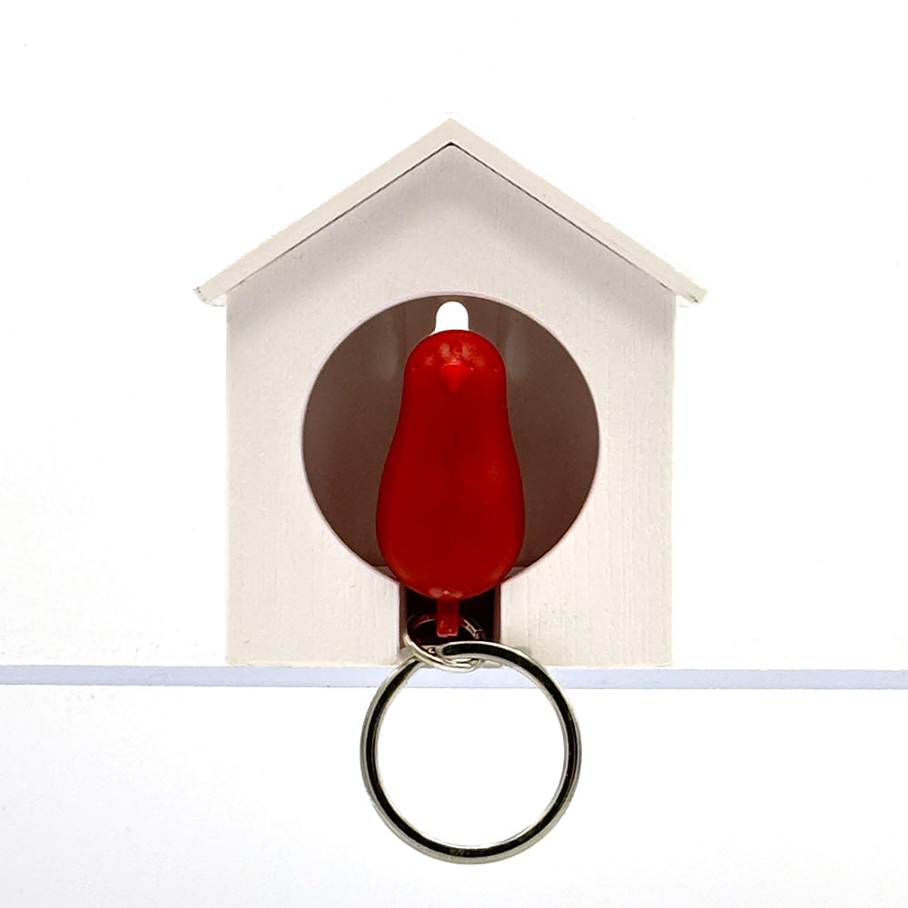 Sparrow Keyring White Red