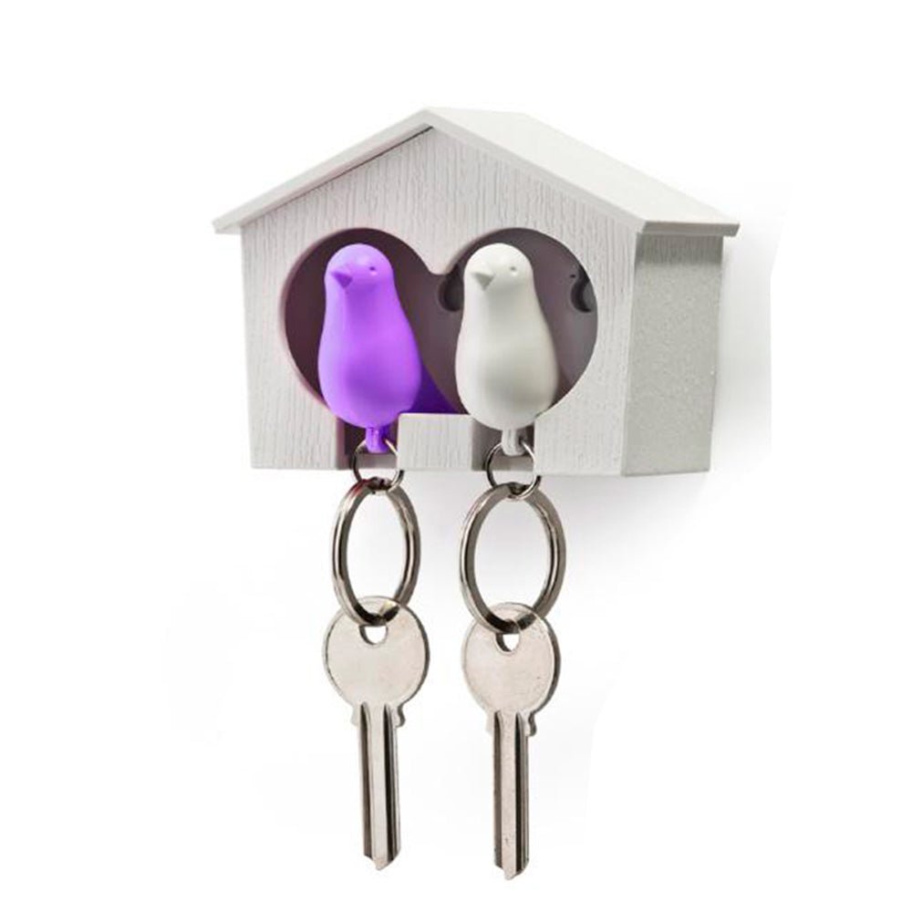 Duo Sparrow Keyring White - Purple White