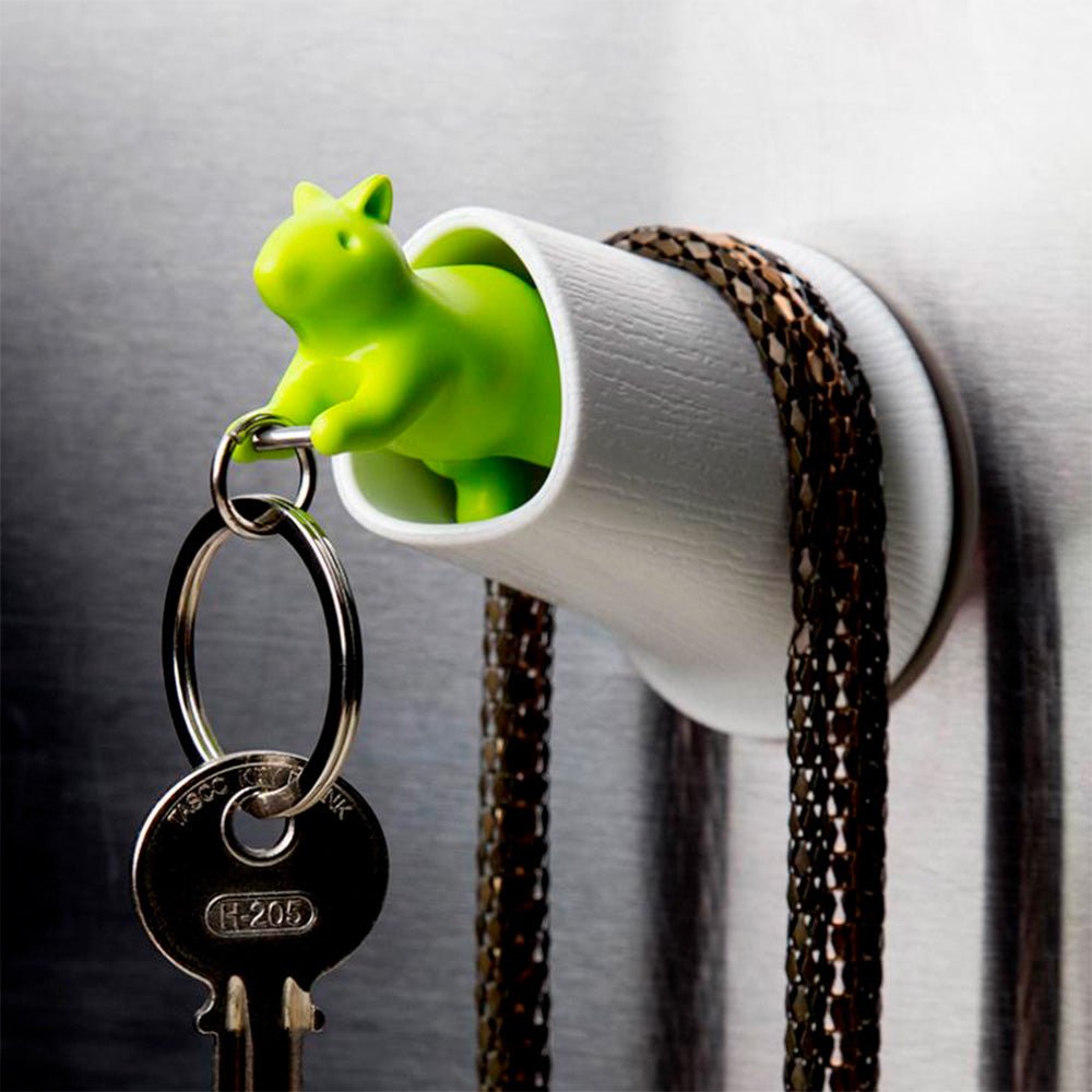 Squirrel Key Ring - White - Green