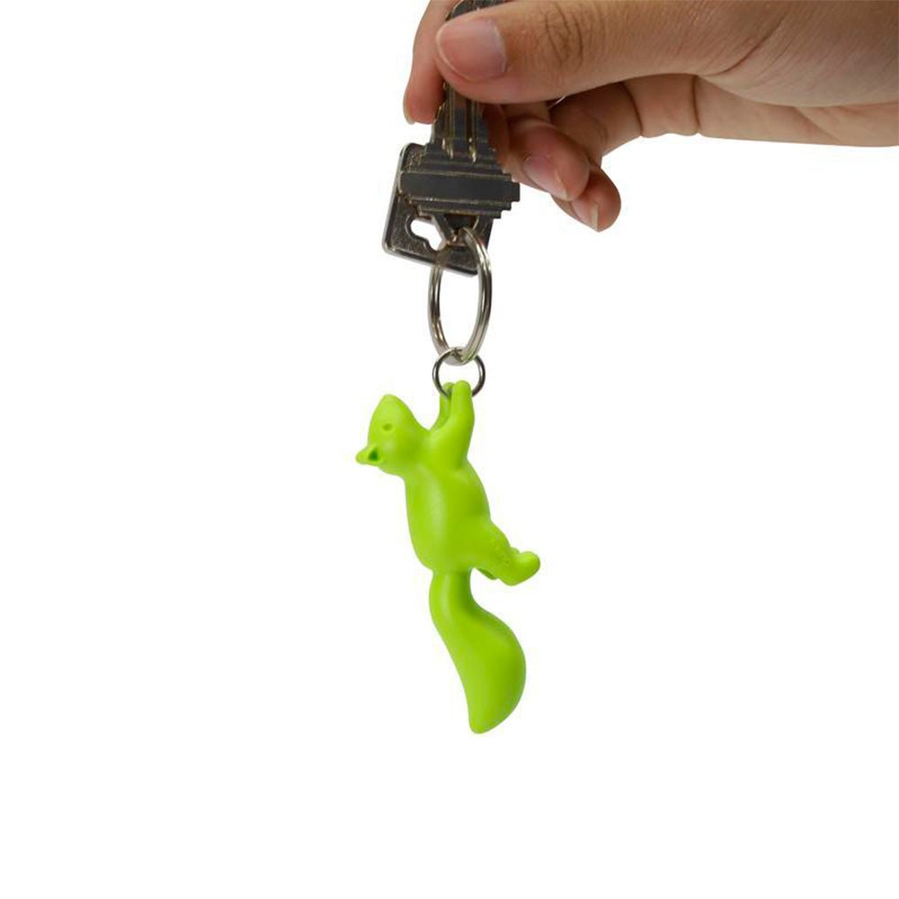 Squirrel Key Ring - White - Green