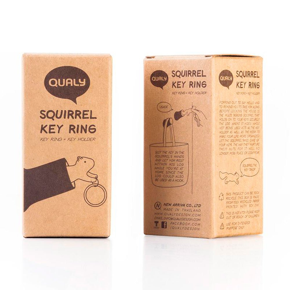 Squirrel Key Ring - White - Green