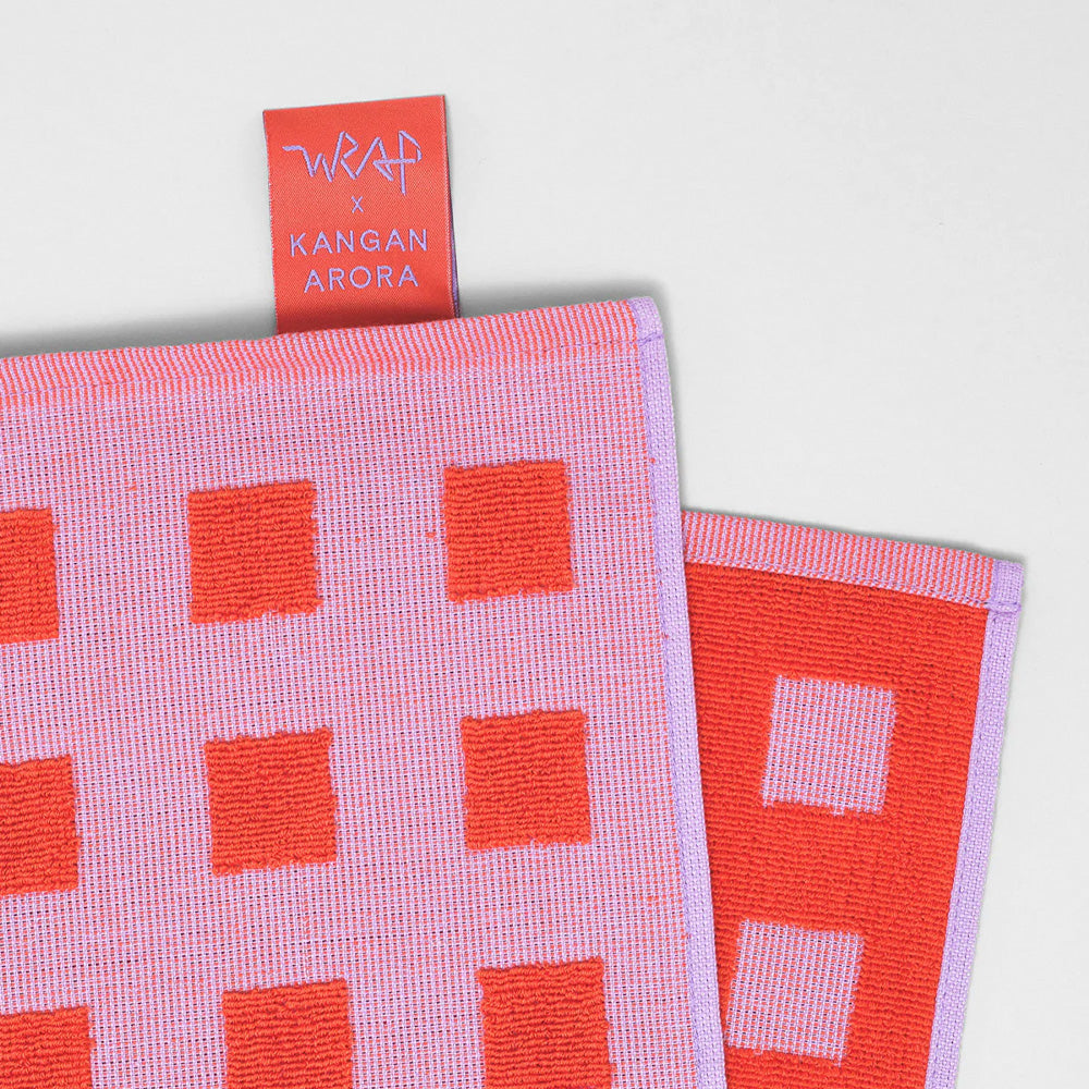 Paño de Cocina Algodón Cuadros Lilac/Warm Red
