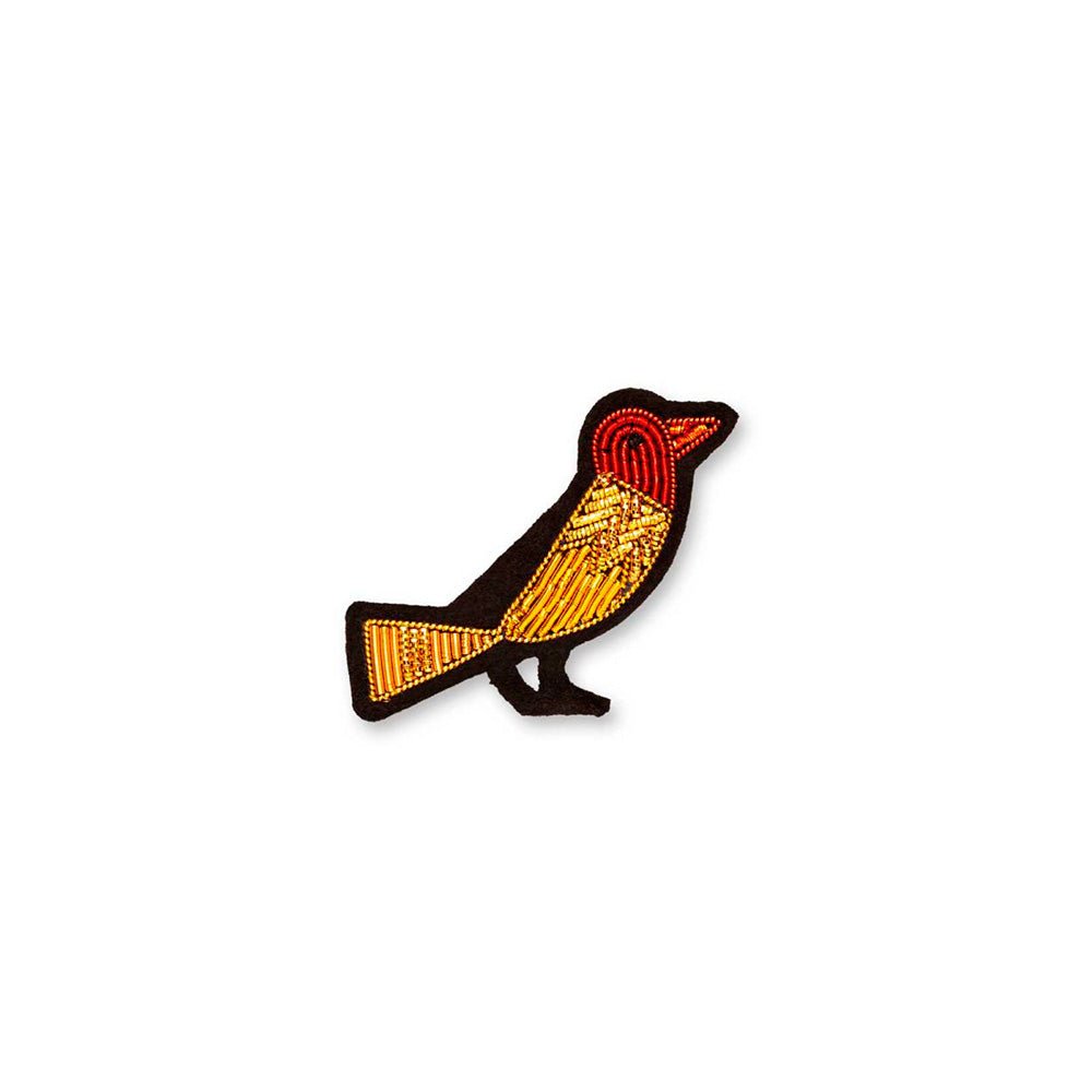 Broche brodée tête rouge
