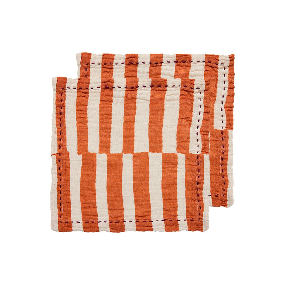 Cotton Napkins Striped Tangerine (Set of 2)
