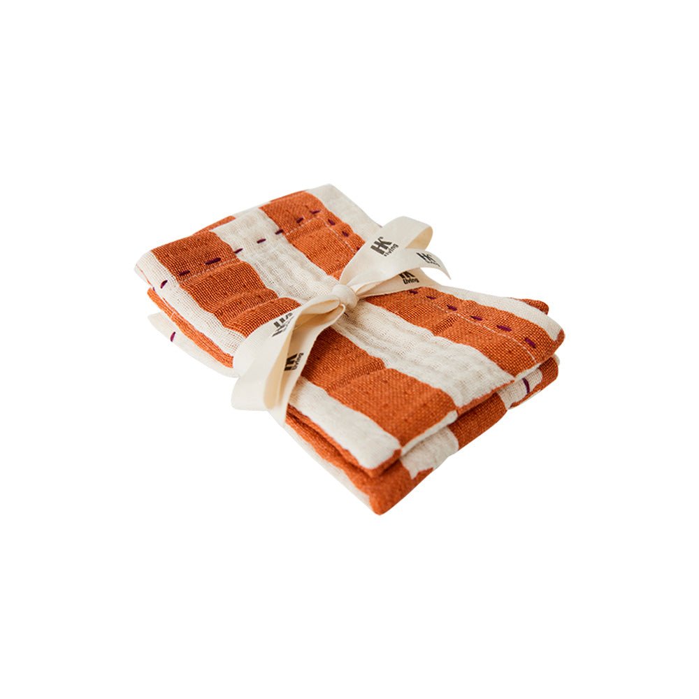 Cotton Napkins Striped Tangerine (Set of 2)