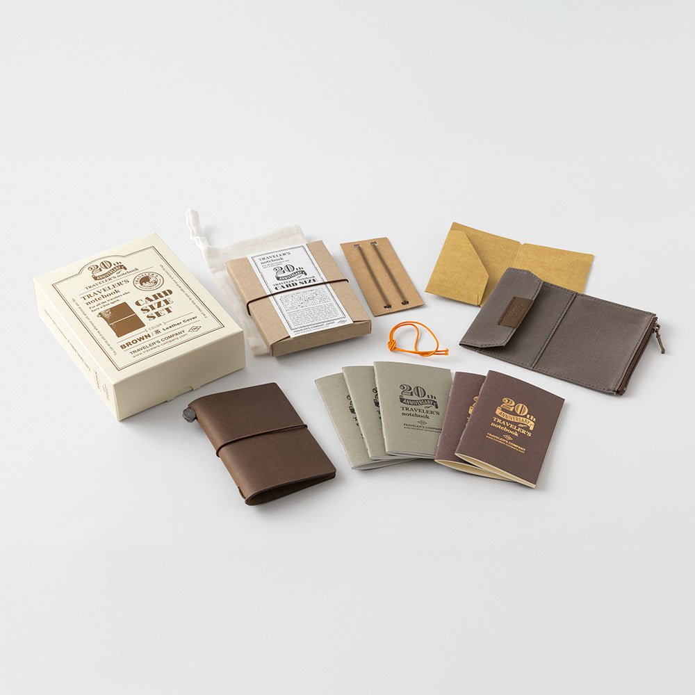 TRAVELER’S notebook Card Size 20th Anniversary Set Brown