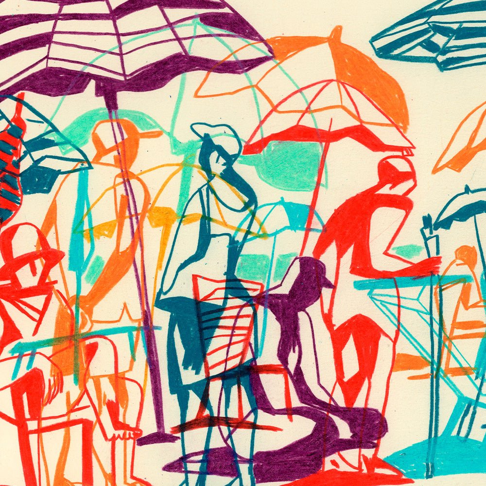 Planting Umbrellas Giclée Print A3