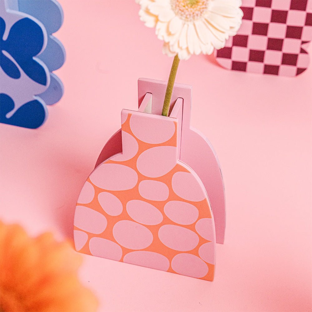 Jarrón de Madera Pink Stones