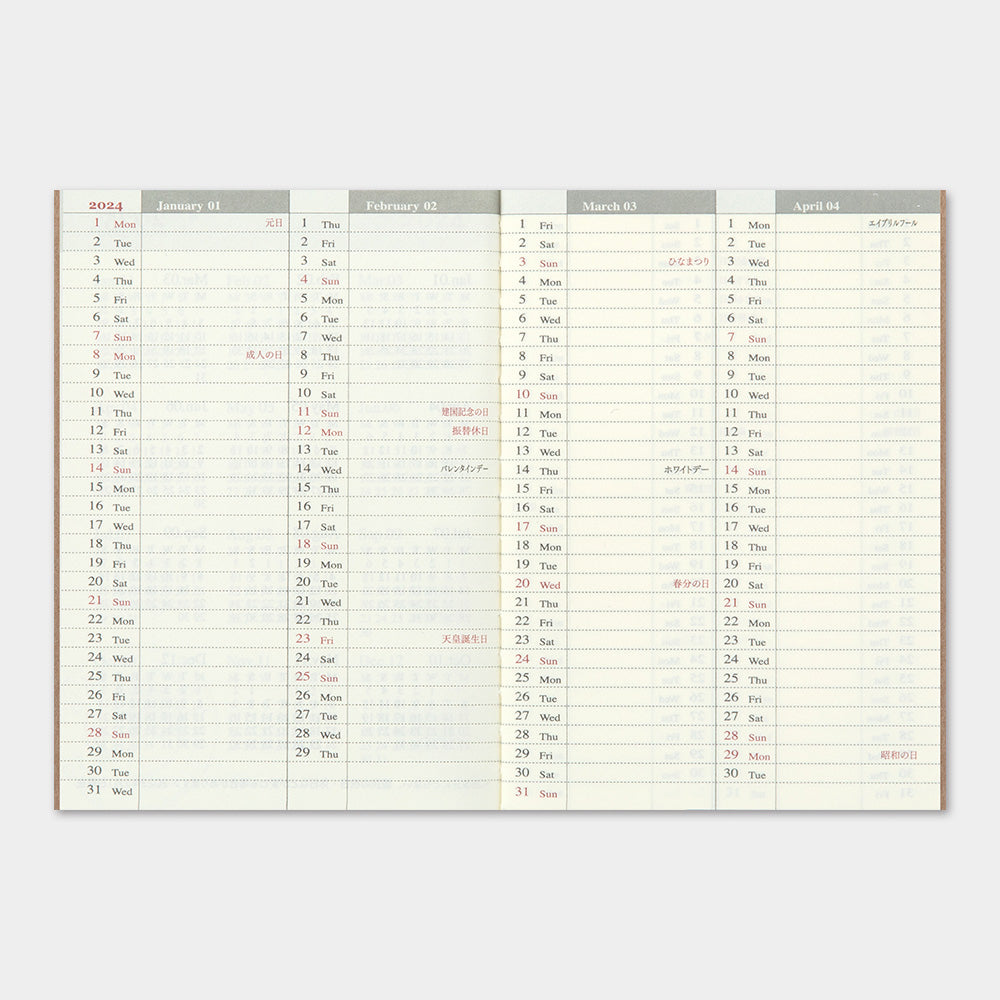 TRAVELER'S notebook Refill Weekly 2024 Passport Size