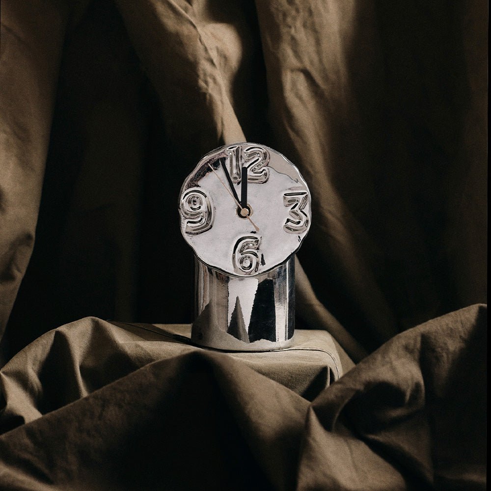 Retro Ceramic Clock Chrome