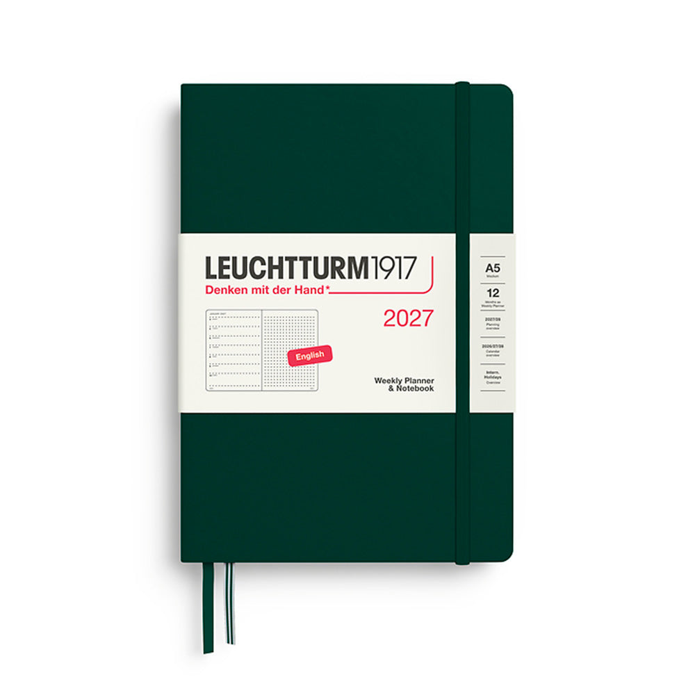 Agenda Weekly Planner & Notebook Puntos Mediano A5 2027 Verde Oscuro