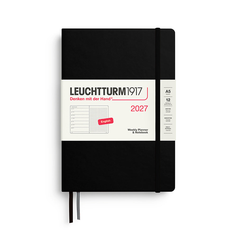 Agenda Weekly Planner & Notebook Dotted Medium A5 2027 Black