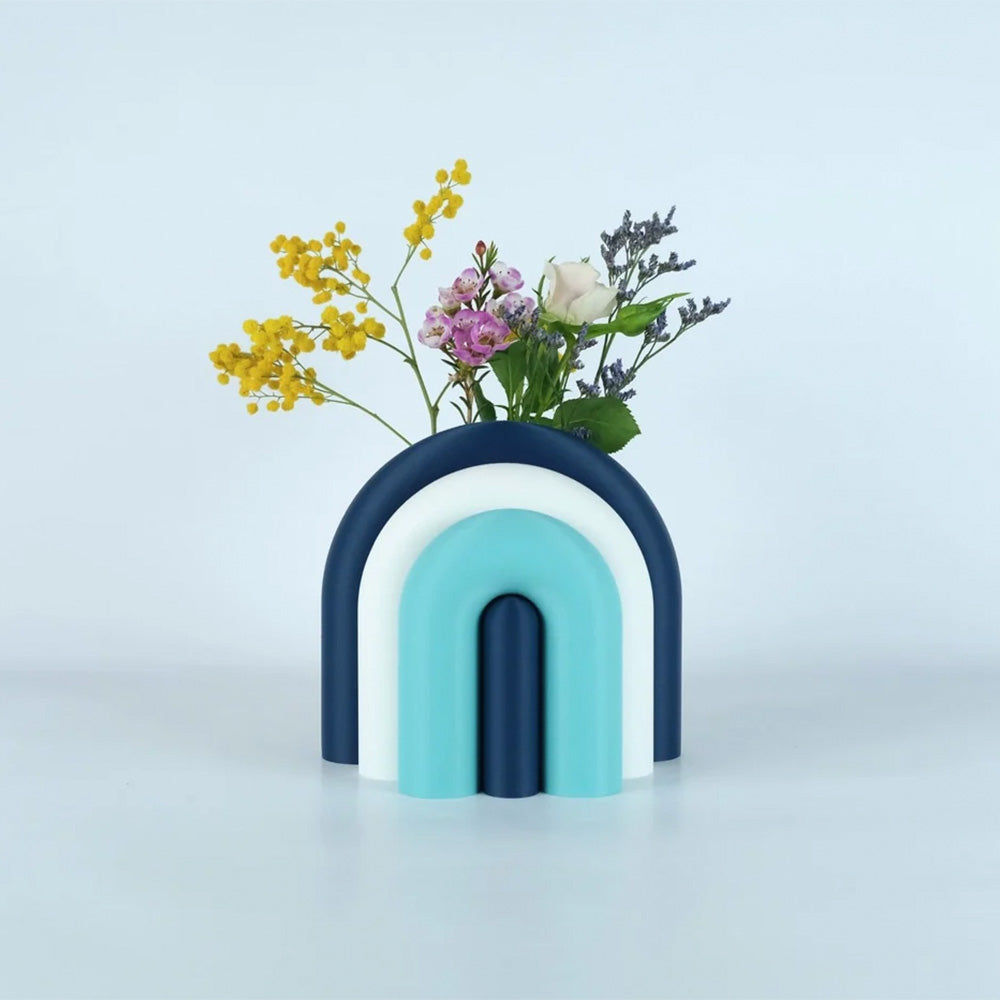 Arc Modular Vase & Bookend – Navy, White, Lagoon