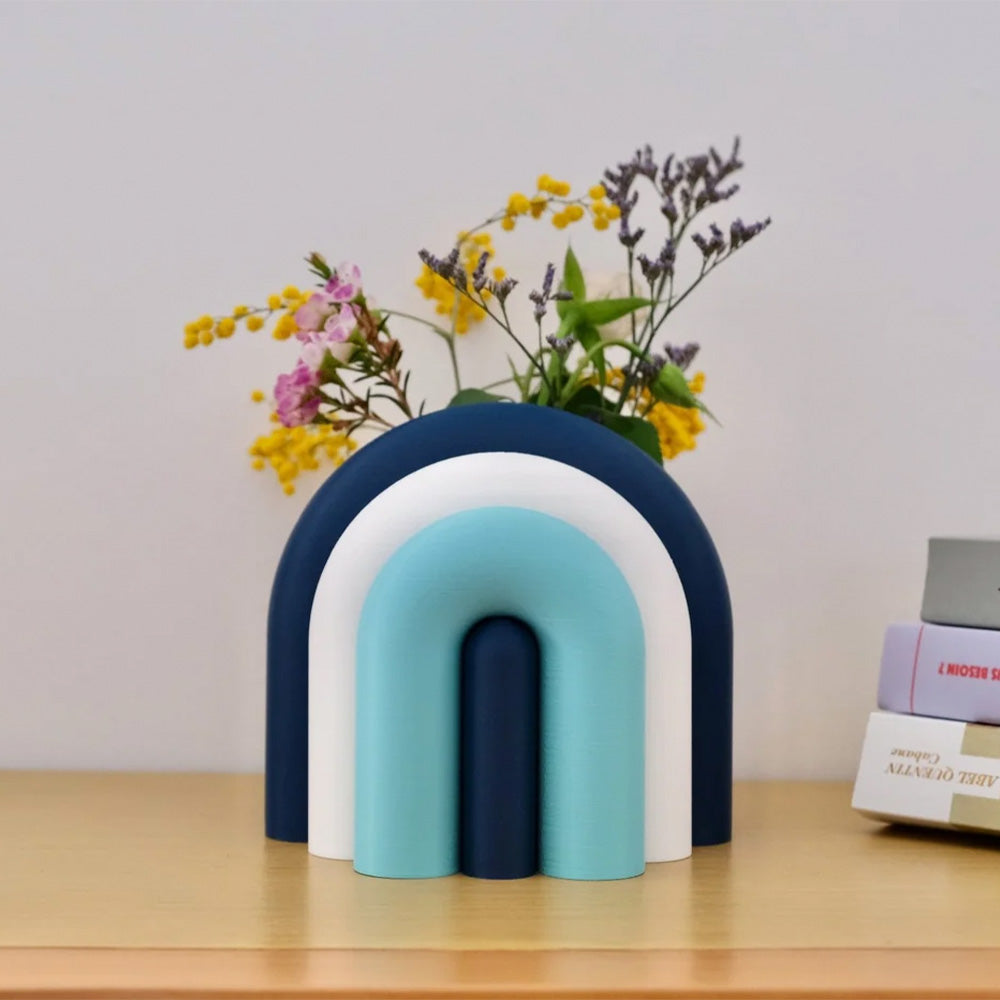 Arc Modular Vase & Bookend – Navy, White, Lagoon