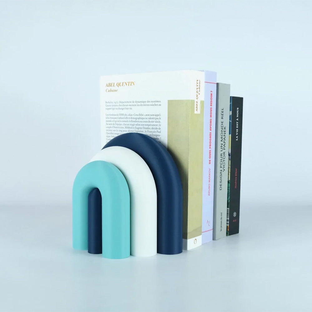 Arc Modular Vase & Bookend – Navy, White, Lagoon