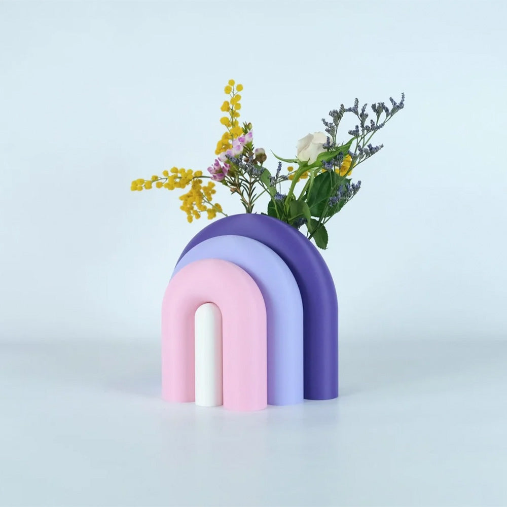 Arc Modular Vase & Bookend – Violet, Pink, White