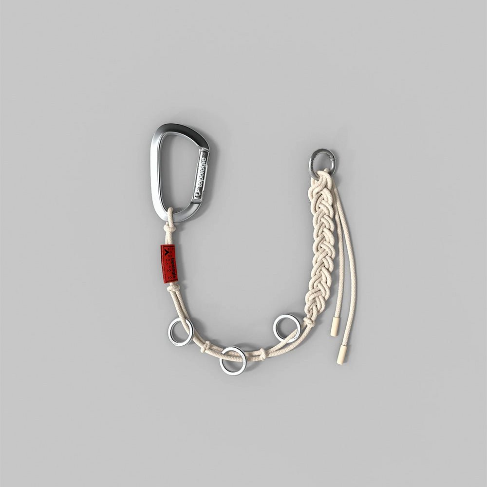 Porte-clés tressé blanc cassé