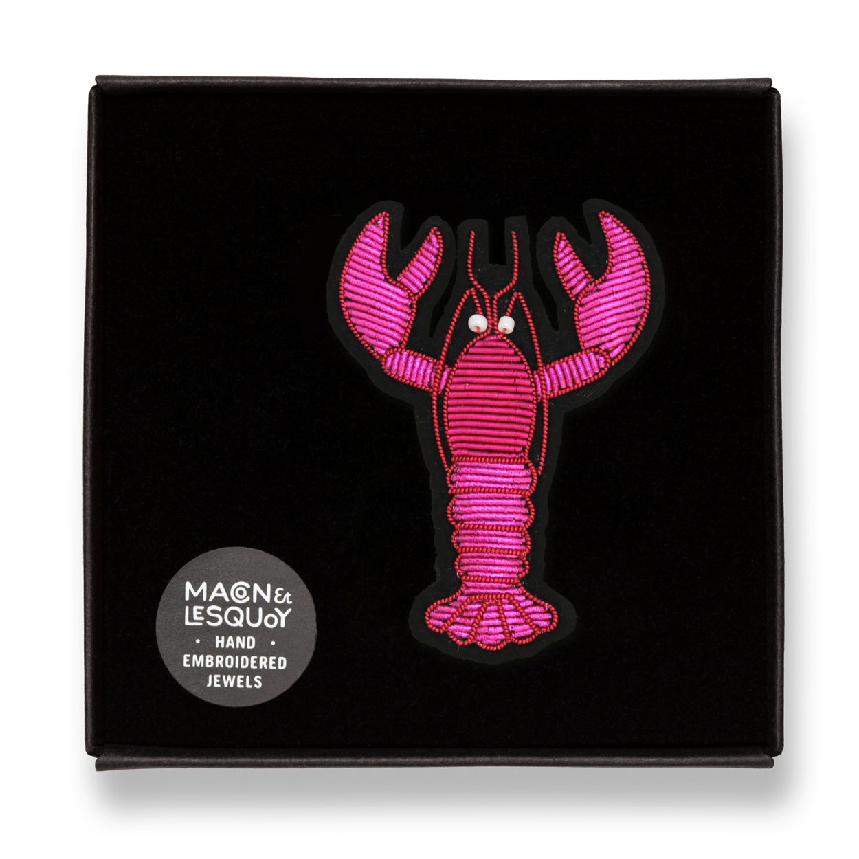 Pink Lobster Embroidered Brooch