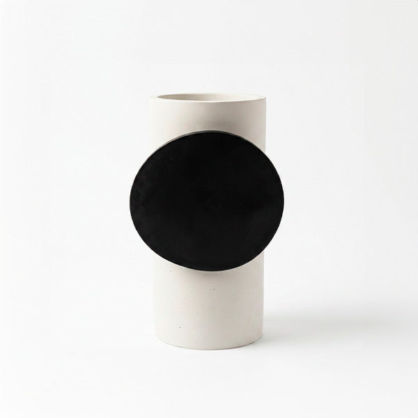 Vase White Circle Black