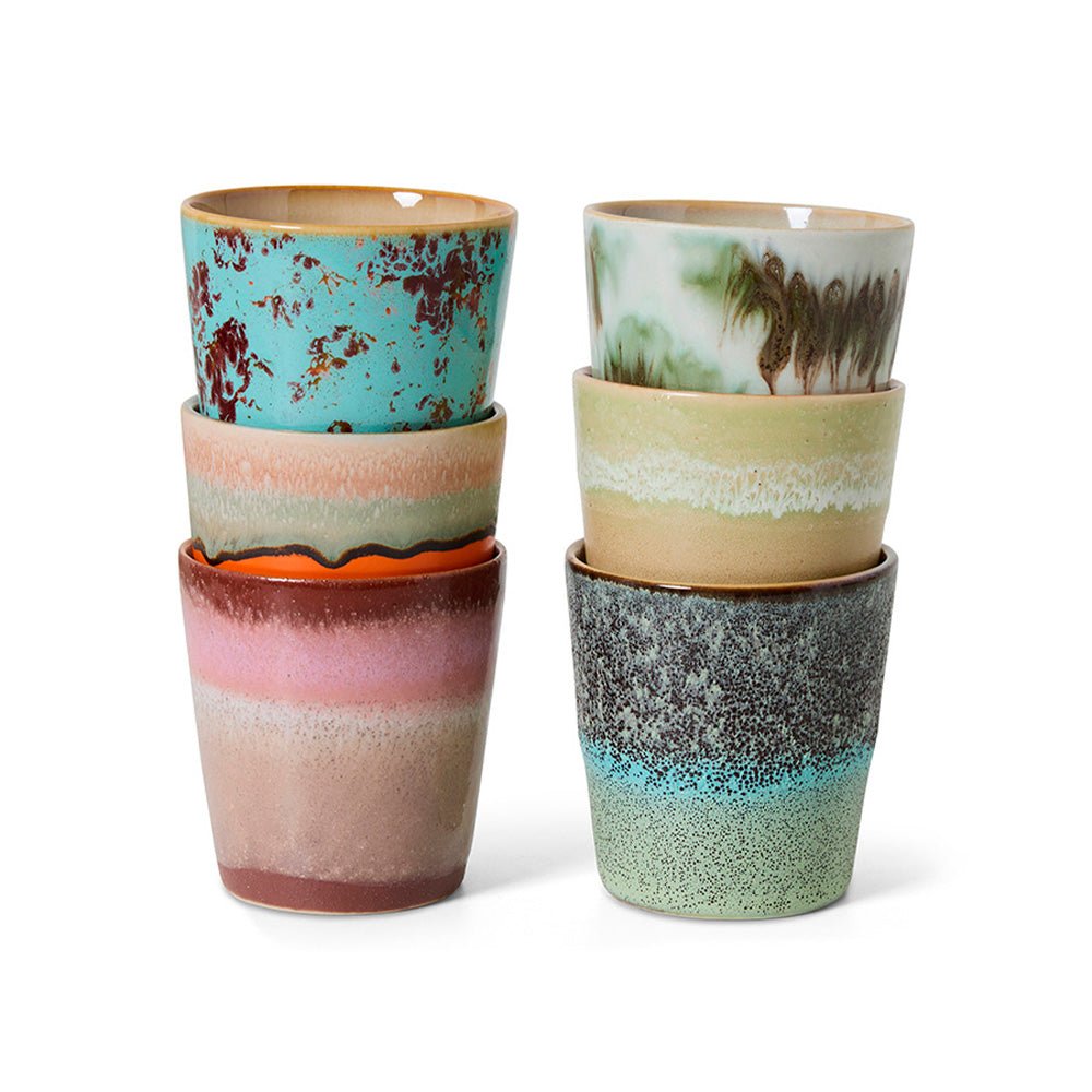 Céramique des années 70 : Mugs à Café - Surréaliste (lot de 6)